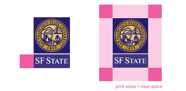 SFSU Secondary logo identifying clear space