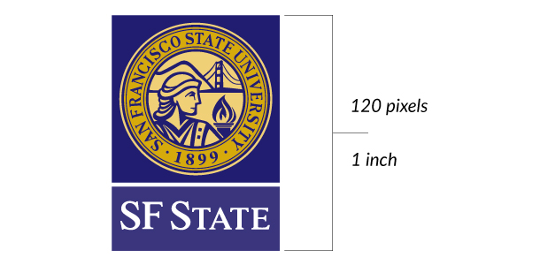 SF State logo with size requirements